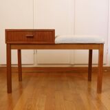 Banc d'entrée, banquette téléphonique modulable scandinave, teck, 1960