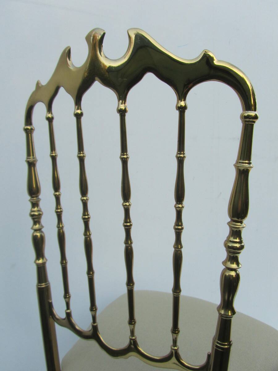 Italian Side Chair in Golden Brass by Giuseppe Gaetano Descalzi for Chiavar