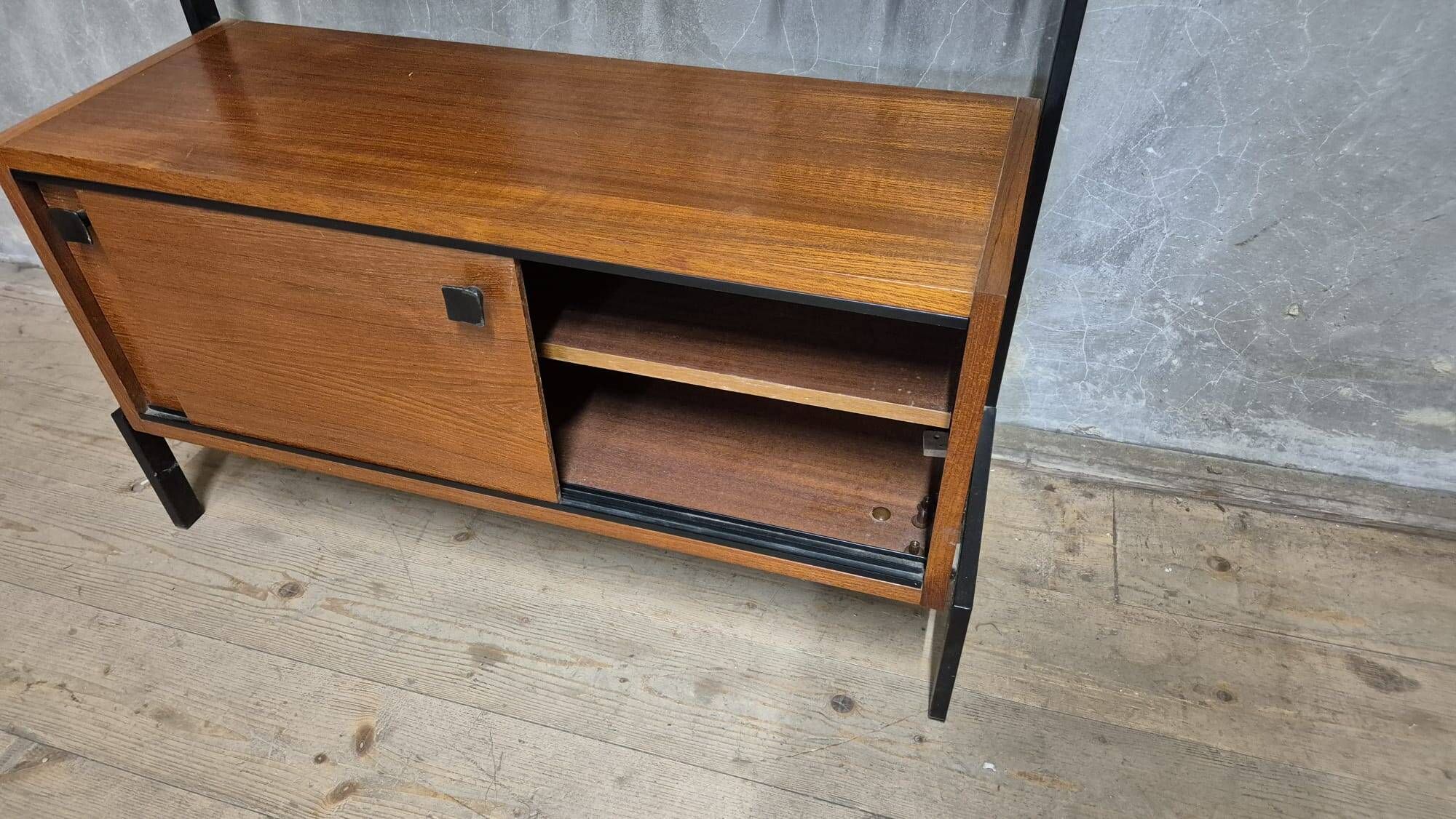 Vintage mid-century modern hallway coat rack with mirror by Alfred Hendrick
