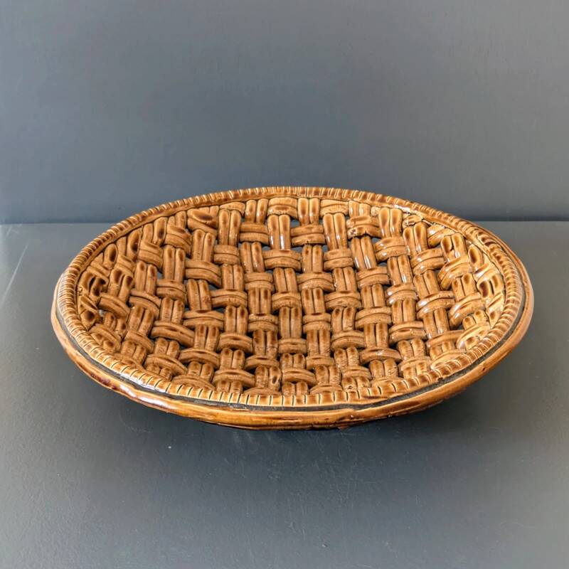 Large woven ceramic basket Vallauris D31cm