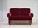 1950s, Danish 2-seater drop arm/back sofa, cherry-red furniture velour.