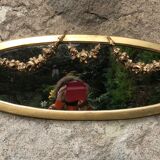 Miroir ovale doré à la feuille d'or 106 x 38 cm
