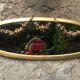 Golden oval mirror with gold leaf 106 x 38 cm