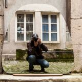 Mirror on symmetrical furniture 60s - 92x93cm