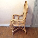 Vintage wicker rattan armchair