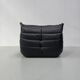 French Togo lounge chair in black leather by Michel Ducaroy for Ligne Roset, 1970s