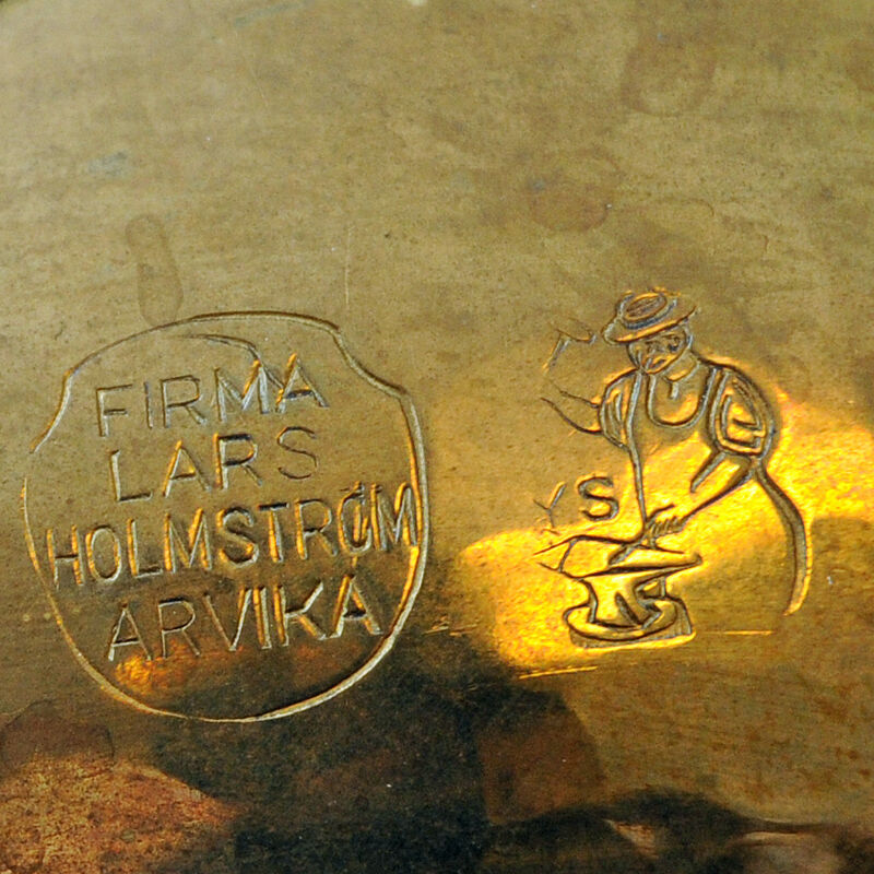 Swedish oval brass plate/tray by Lars Holmström, Arvika 1950s