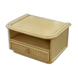 Small white bedside table Maugrion "Le rattin prestige" 1970s