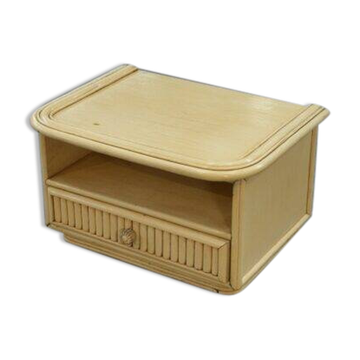 Small white bedside table Maugrion "Le rattin prestige" 1970s