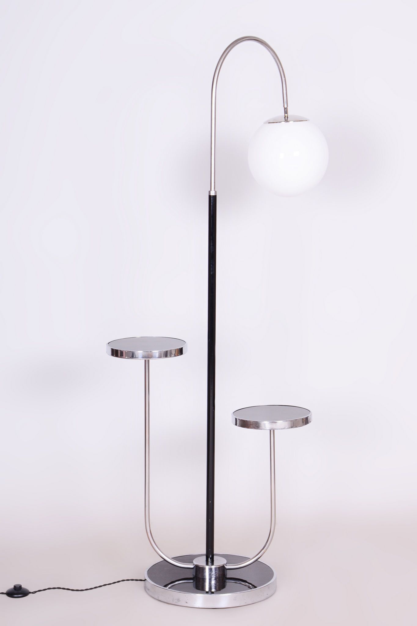 Restored Bauhaus Floor Lamp, J. Halabala, UP Zavody, Chrome, Czechia, 1930s