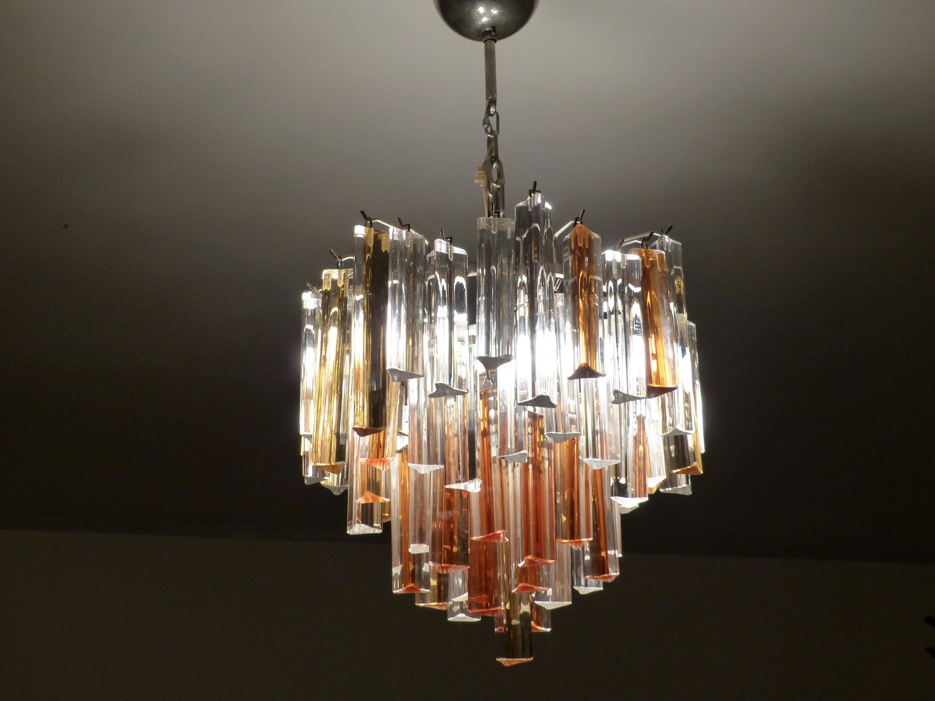 Crystal chandelier Italian vintage Venini trilobo