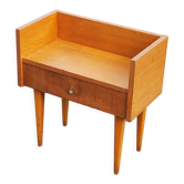 Vintage bedside table of the 50s in blond oak bobbin feet