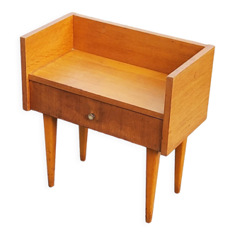 Vintage bedside table of the 50s in blond oak bobbin feet