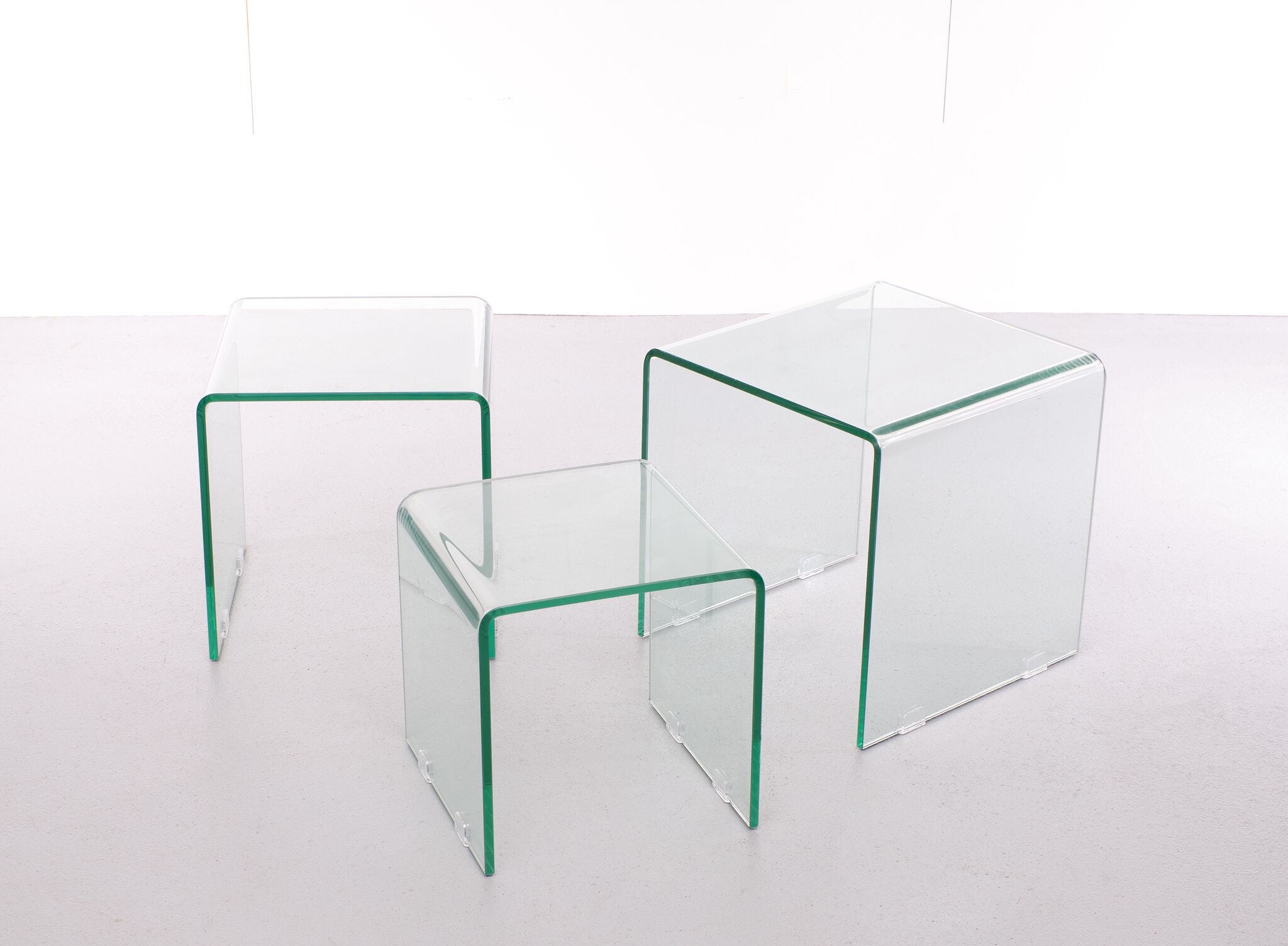 Glass nesting tables italy 1980s