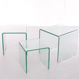 Glass nesting tables italy 1980s
