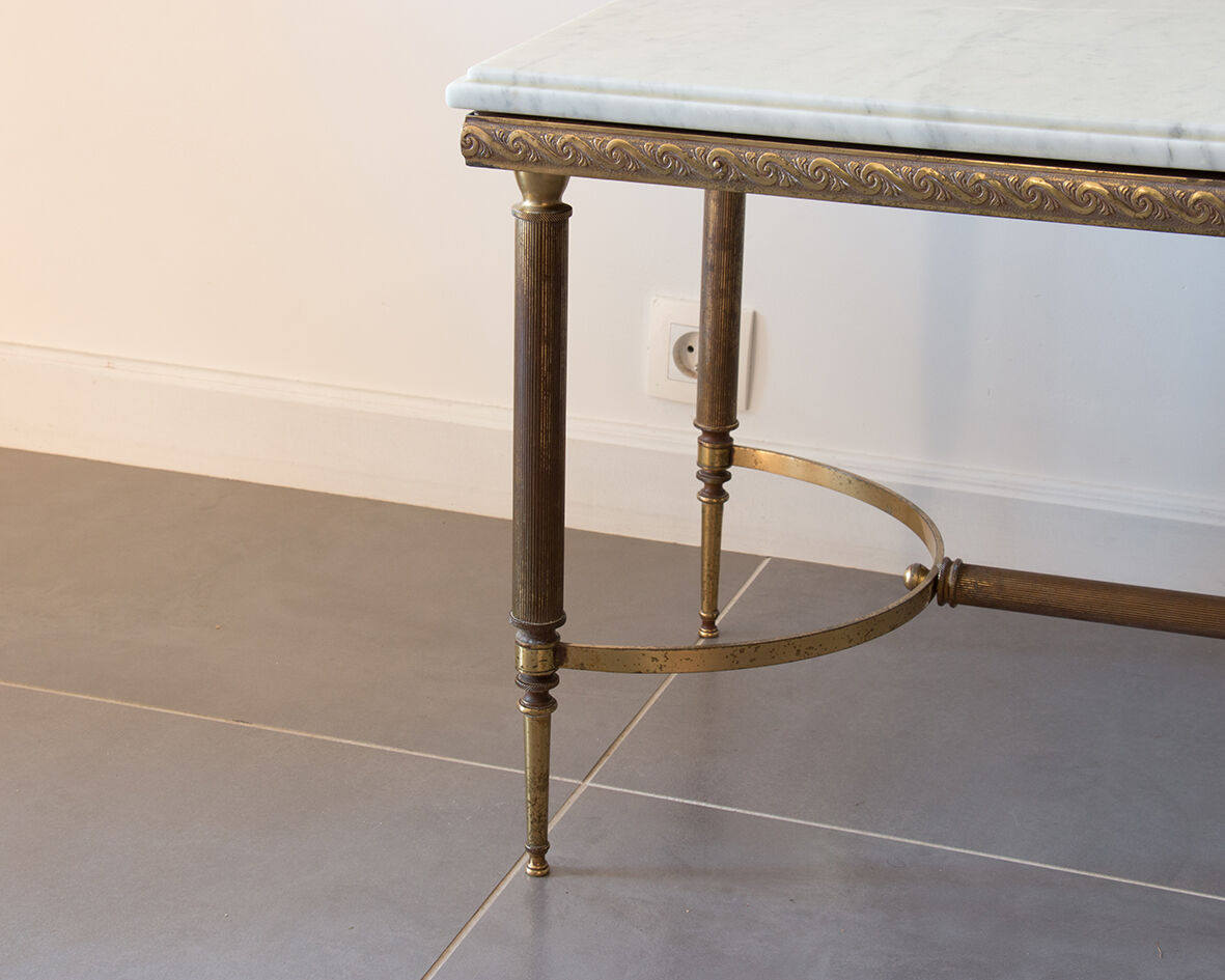 Marble and brass coffee table