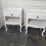 Pair of white patinated Louis XV style bedside tables