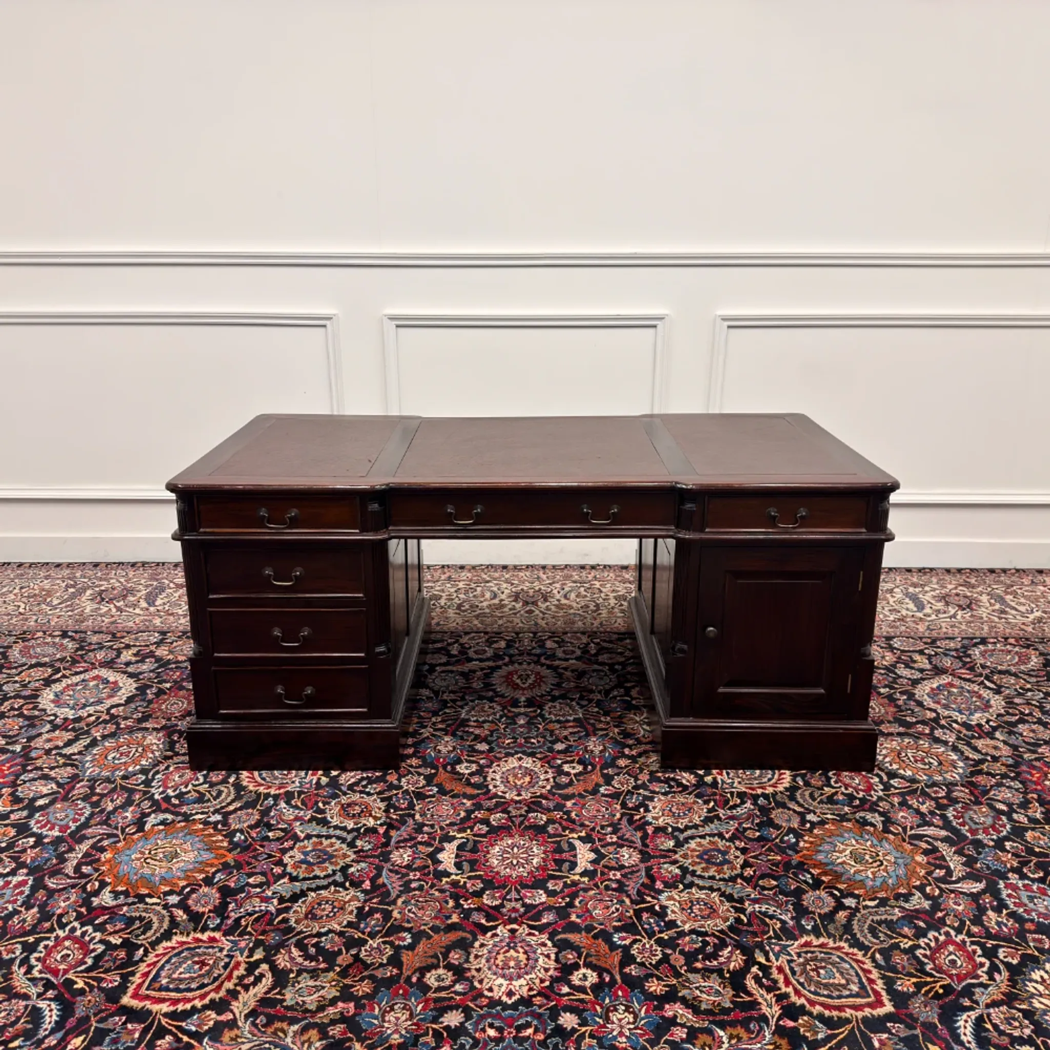 Classic English Partnerdesk Desk in Red Leather