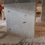 Large travertine coffee table and smoked glass