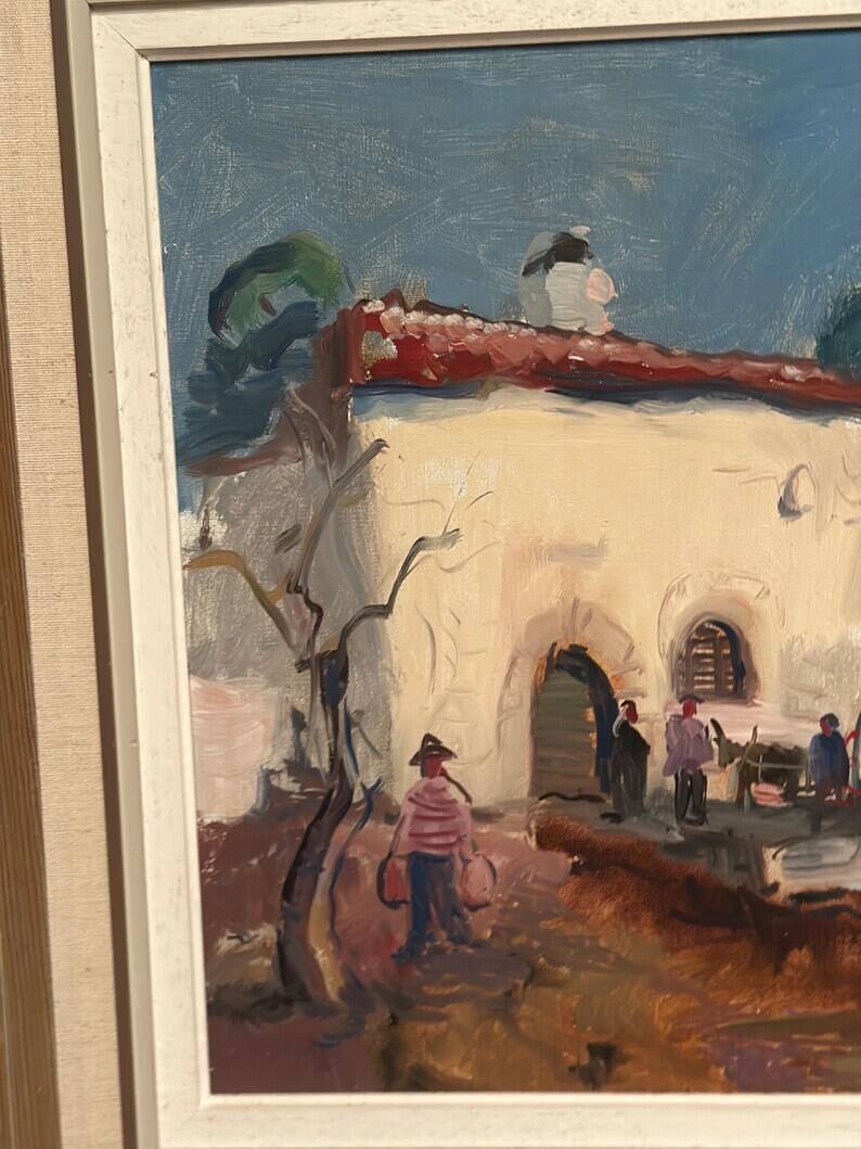 Original Swedish Oil on Canvas – “Mediterranean Scene” by Axel Hamborn – Signed – Vintage & Framed