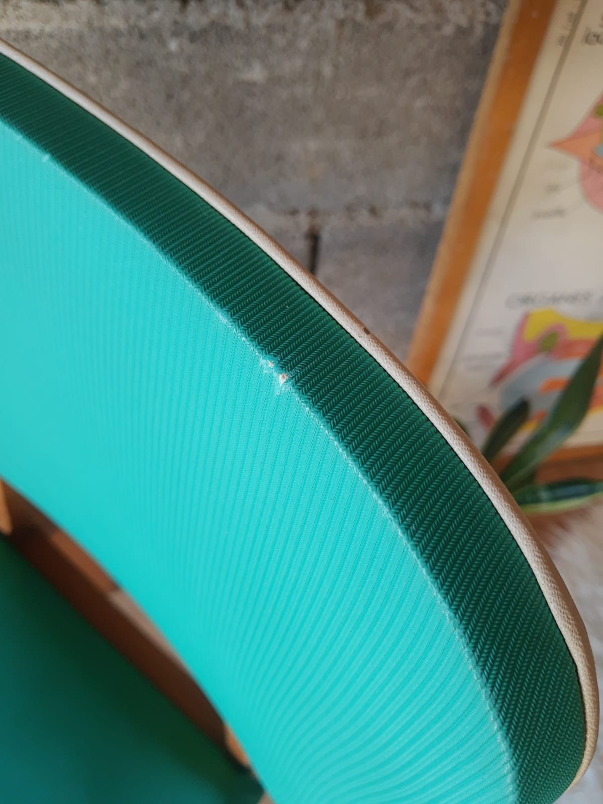 Beech chair compass feet 50s- 60s vinyl - vintage