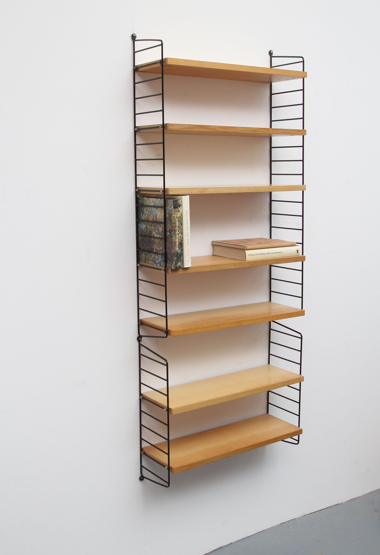 1960s wall unit in ash 7 shelves, Nisse Strinning
