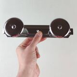 chrome metal wall coat rack with 2 hooks