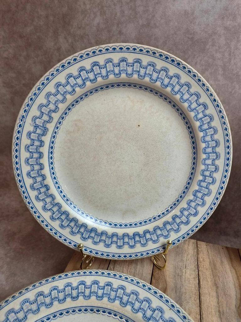 Set of 4 antique English flat plates B.p.w.&m. Milan – Ironstone