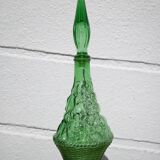 Italian empoli glass bottle, Italian carafe, Italian genie carafe, green glass, interior decoration