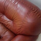 Vintage leather 3 seater sofa Mobil Girgi, 1970s