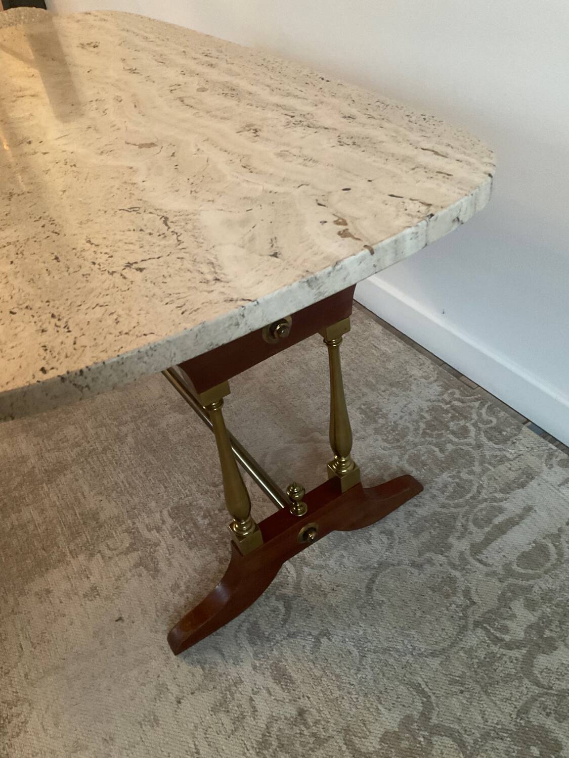 Travertine and wood coffee table from the 60s-70s