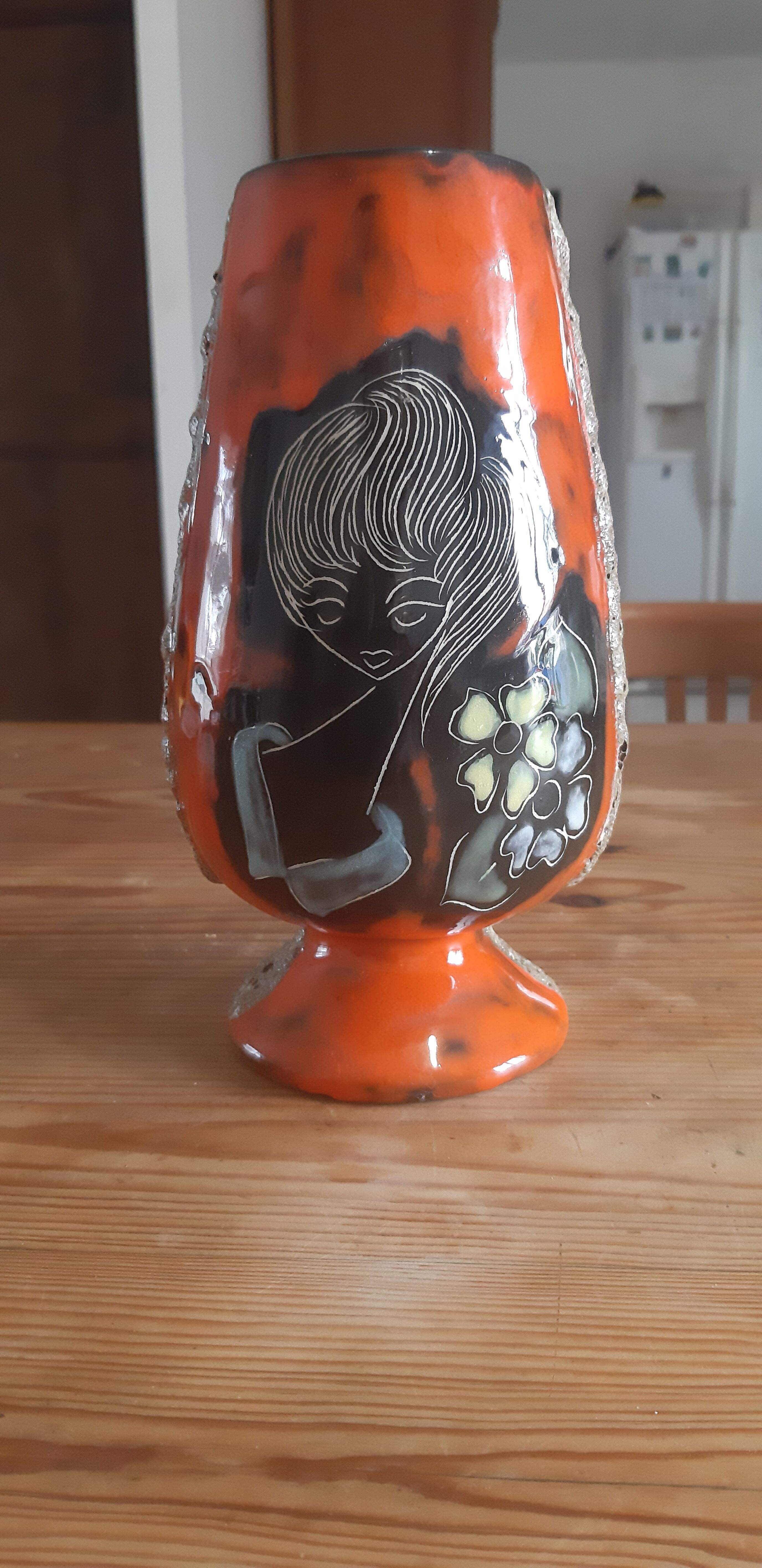 Vintage Vase in Glazed Ceramic