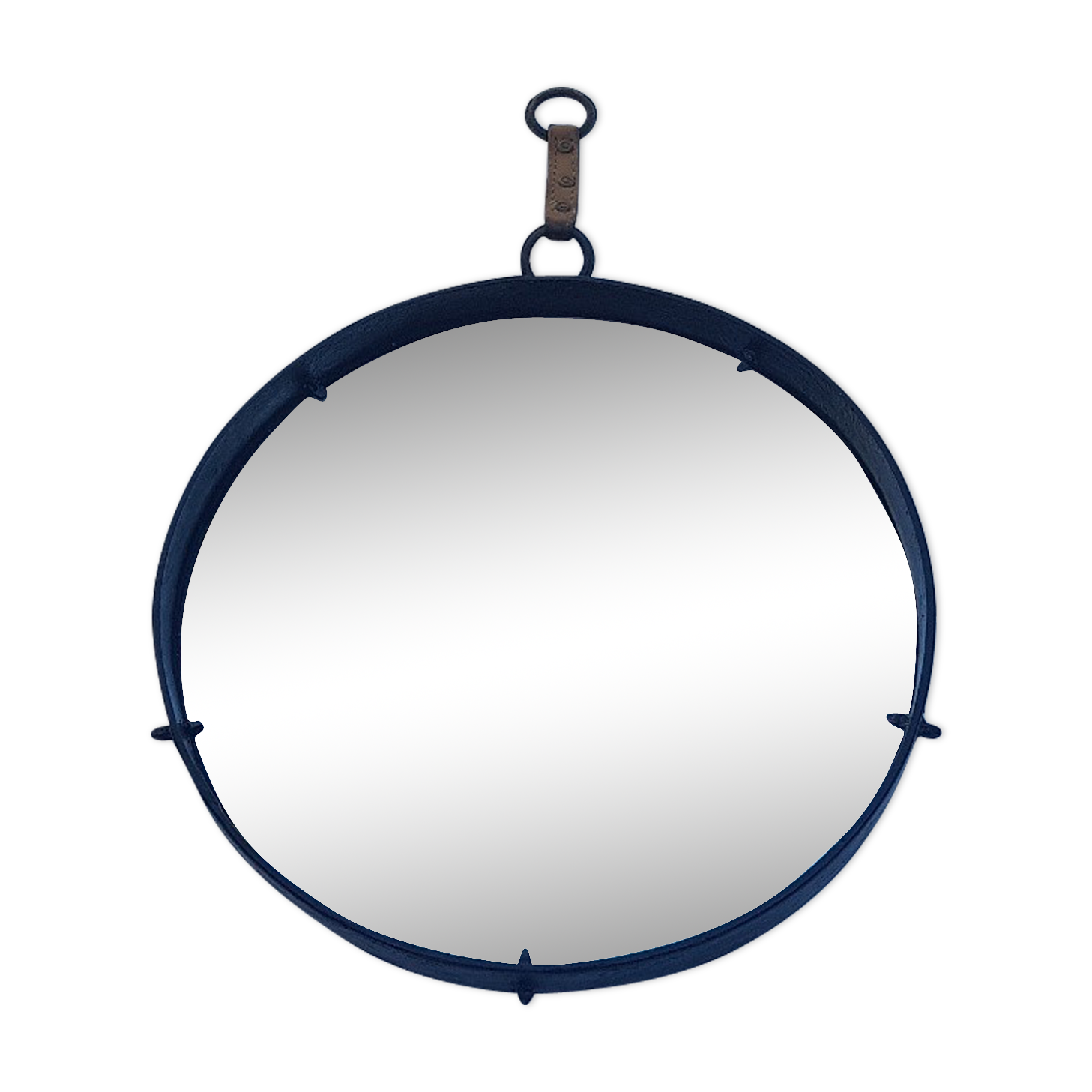 Round mirror wrought iron years 50 brutalist 50x50cm