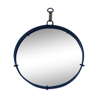 Round mirror wrought iron years 50 brutalist 50x50cm