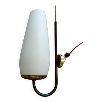 Brass and white opaline wall light