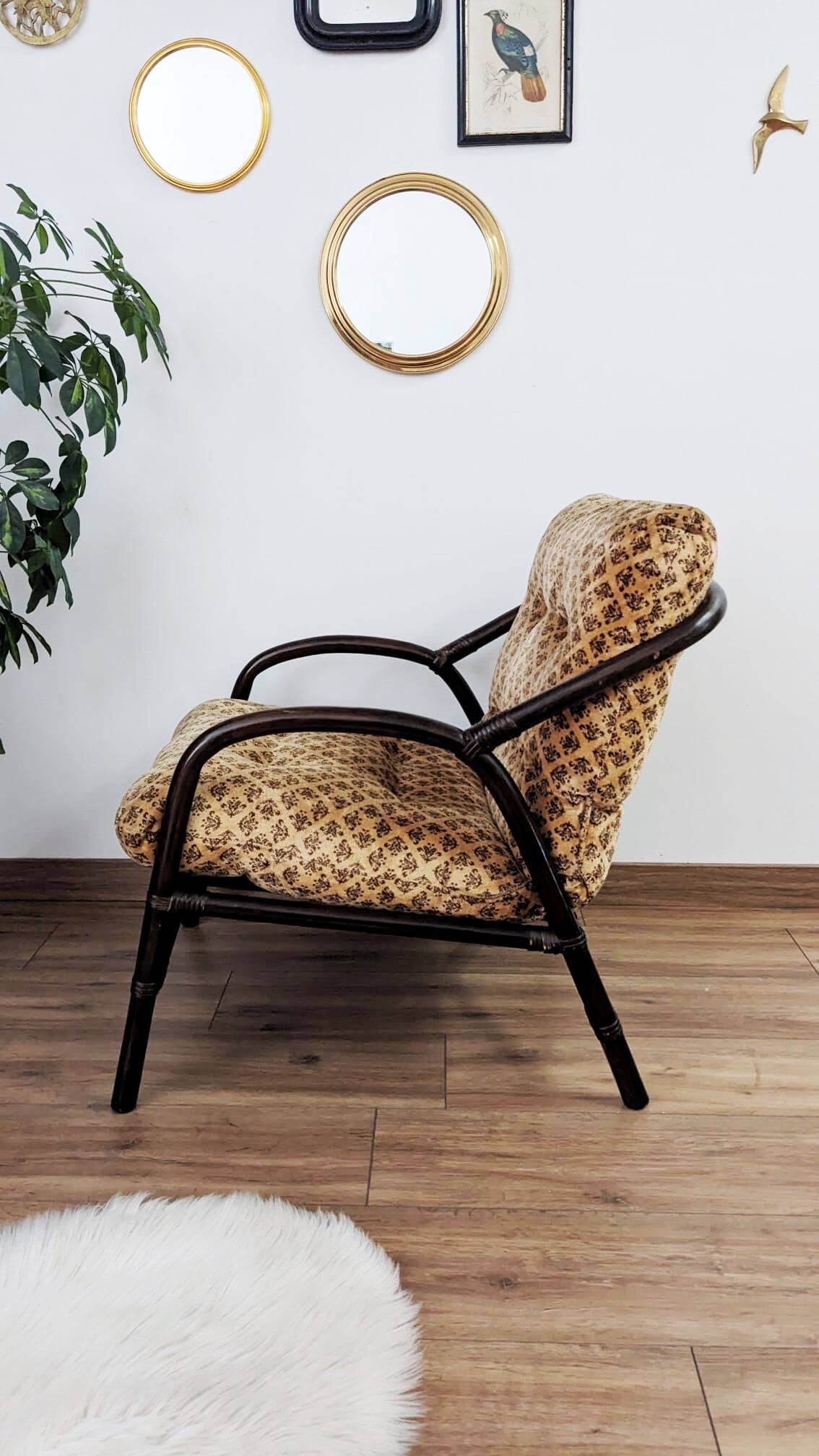 Vintage bamboo and rattan armchair