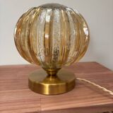 Lampe à poser globe en verre vintage bicolore