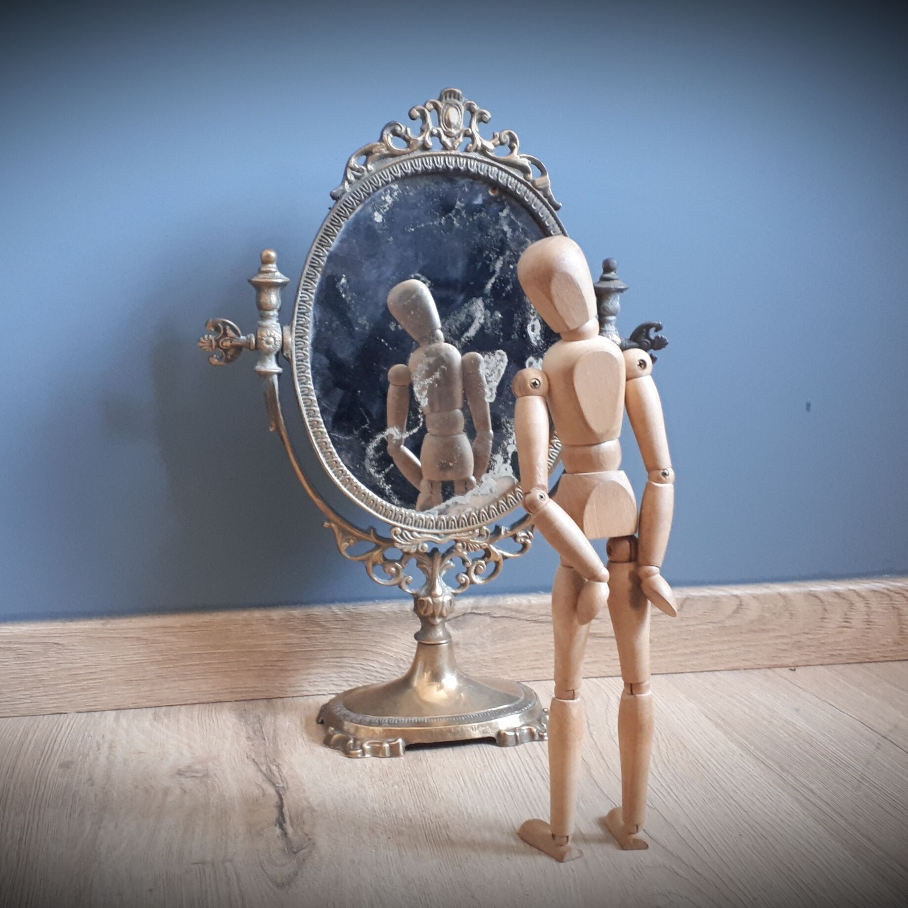 Brass psyche mirror 29x40cm