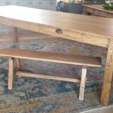 "A frame" bench in solid oak, patinated.