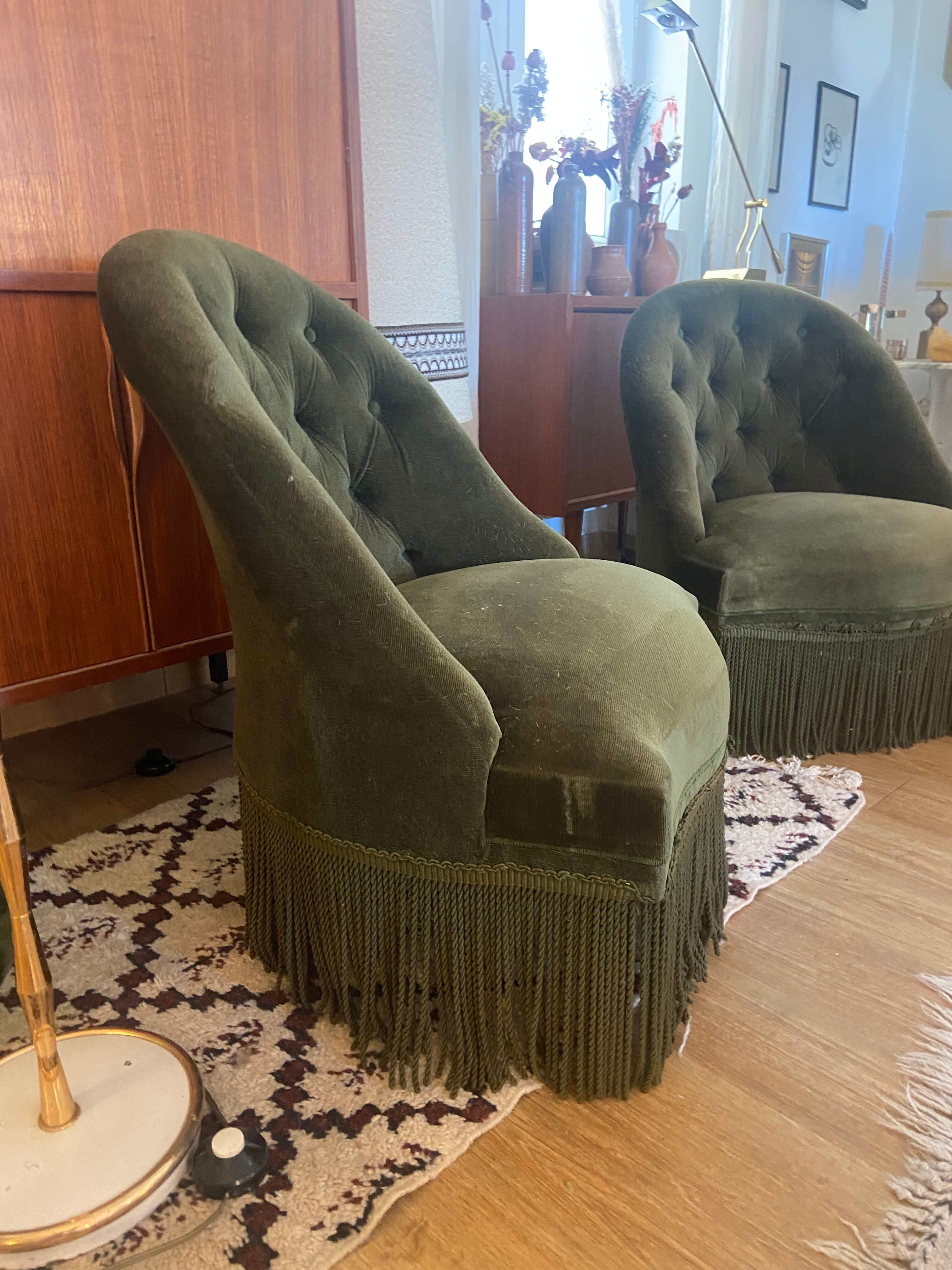 Pair of vintage toad armchairs