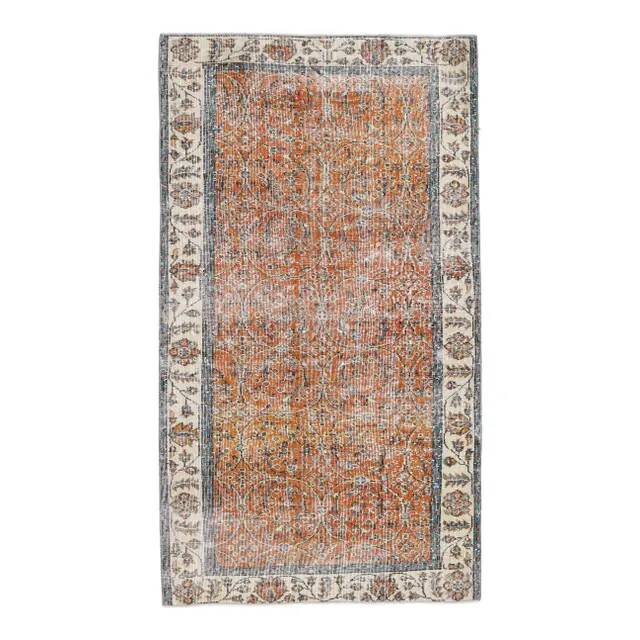 1970s Vintage Turkish Hand-Knotted Area Rug 110x200