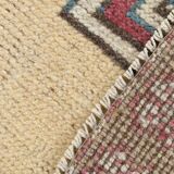 Persian Burgundy & Sand Beige Oriental Vintage Rug, 140x211Cm