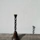Brutalist wood and metal chain candle holder