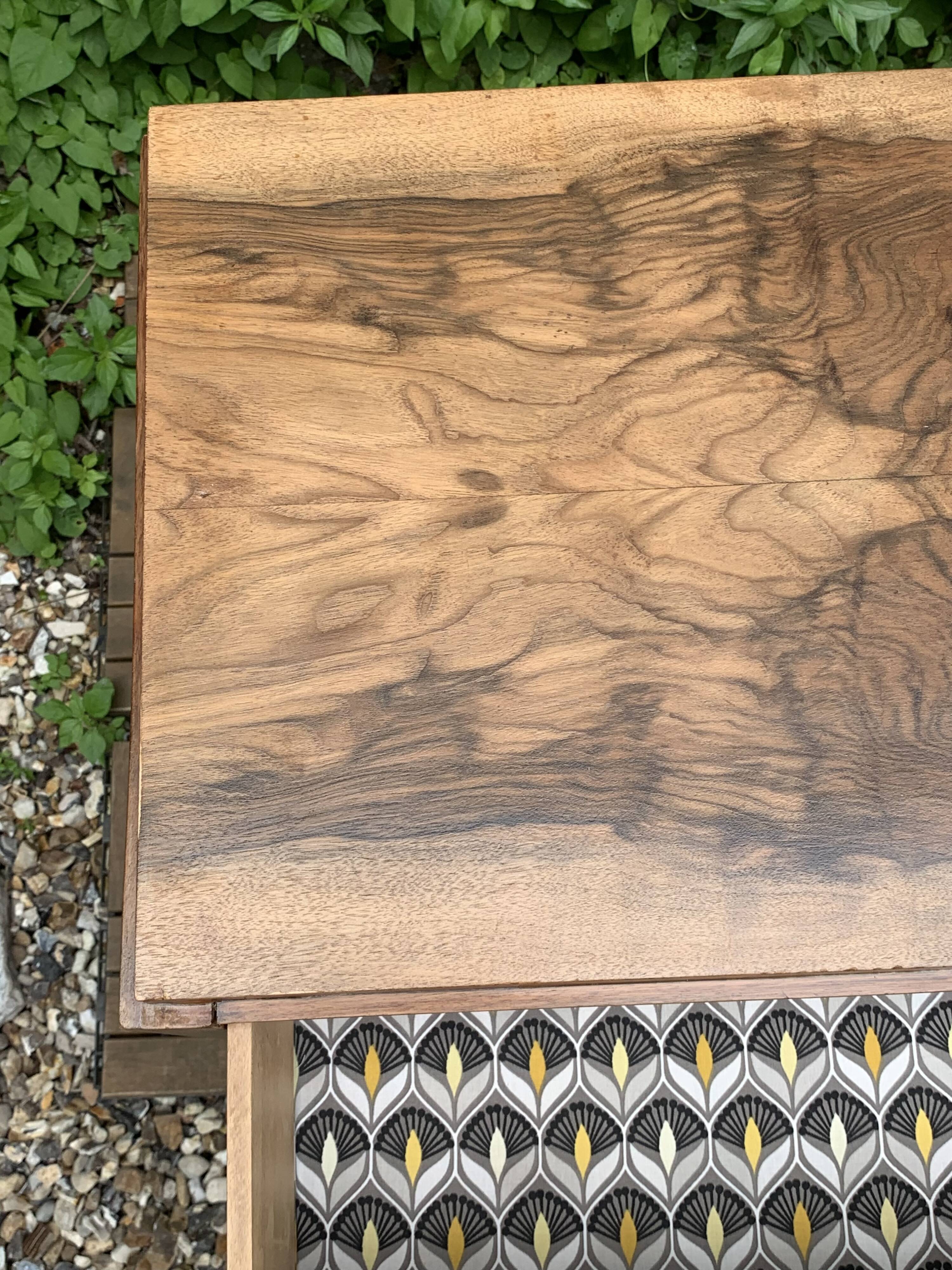 Art Deco chest of drawers in raw walnut burl