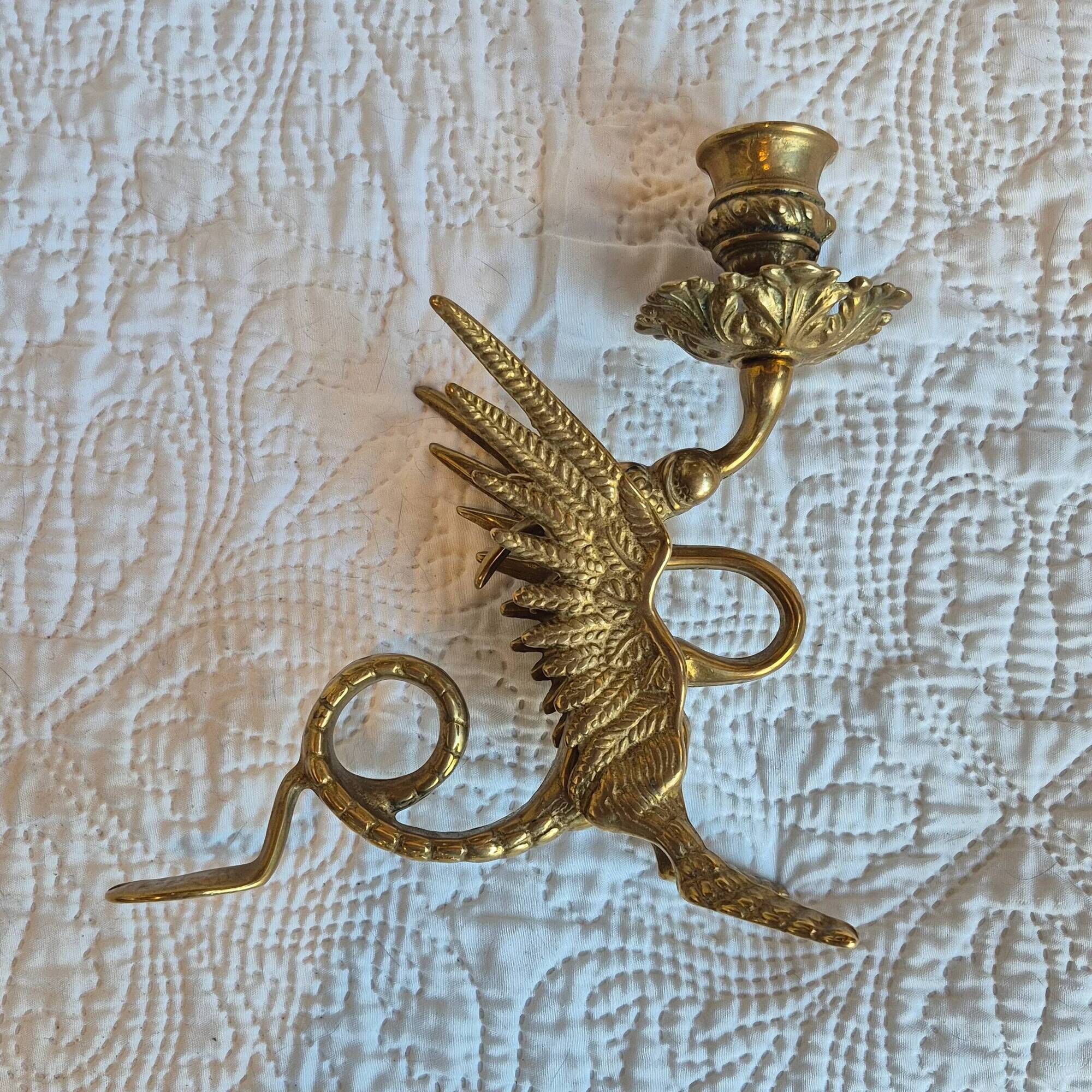Pair of candlesticks with a winged dragon design – Napoleon III style