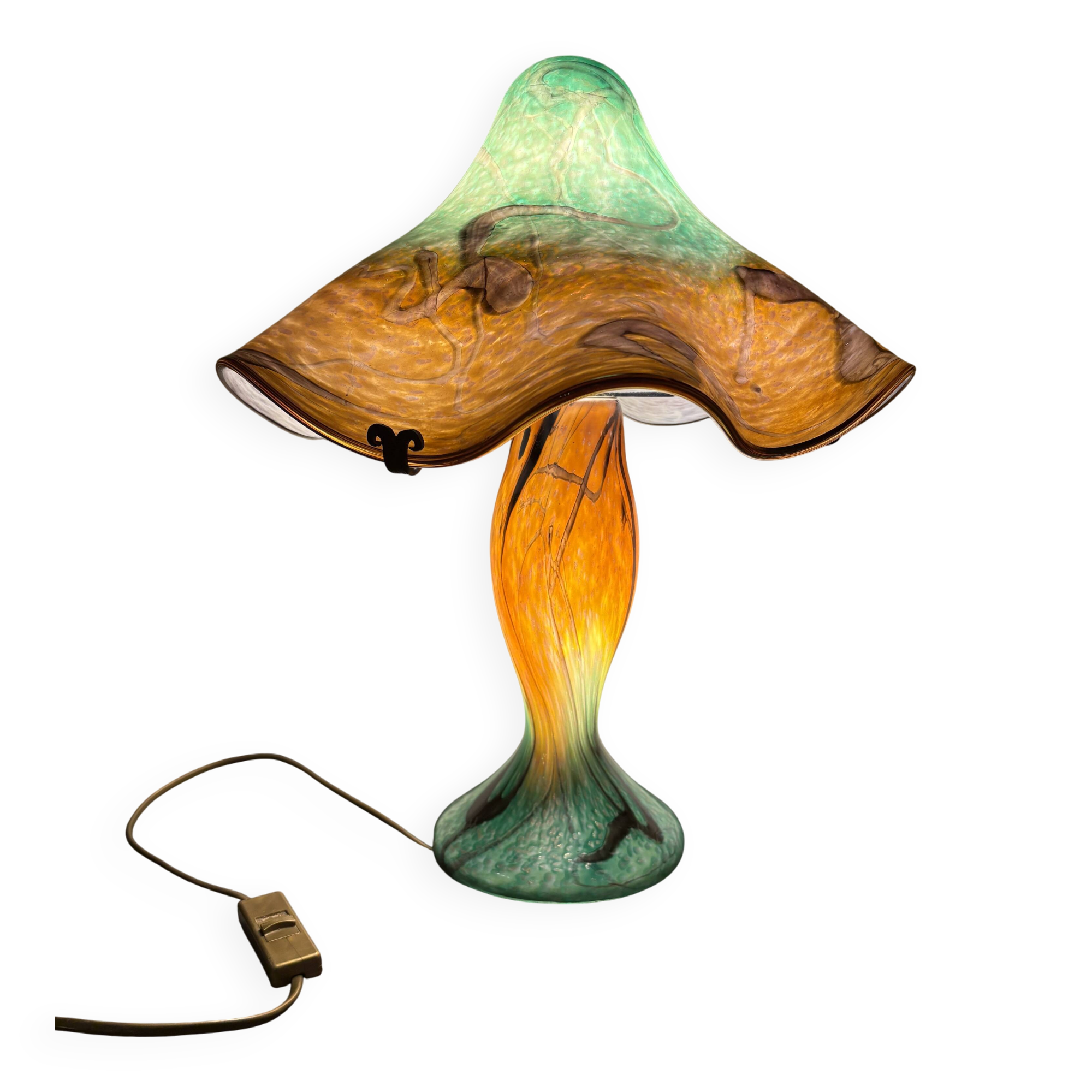 Large lamp signed by Jean-Michel Operto – blown glass with gold leaf