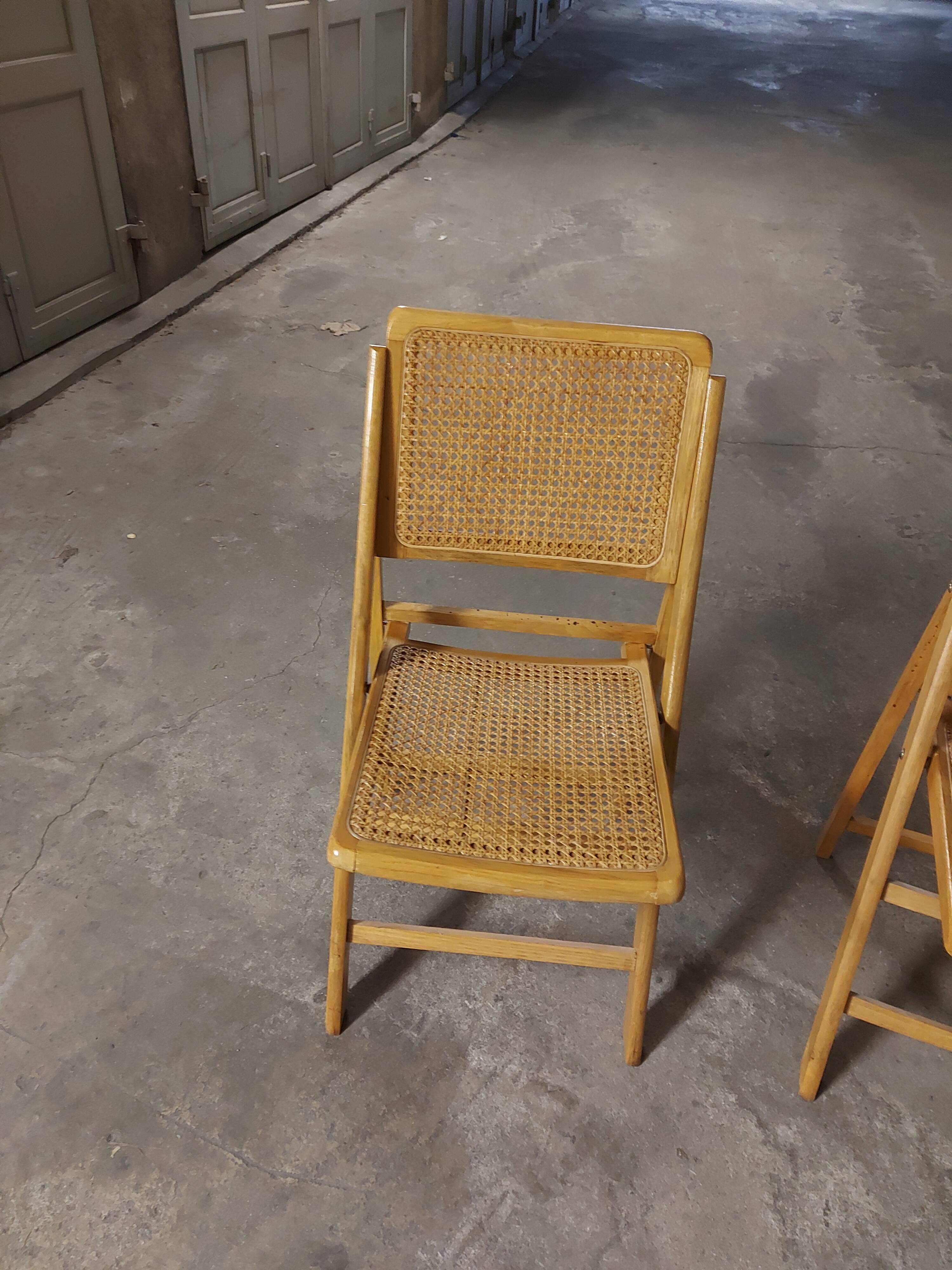 Set de 3 chaises  cannées  pliantes vintages 70
