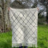 Berber carpet in beige wool with diamonds 140x105