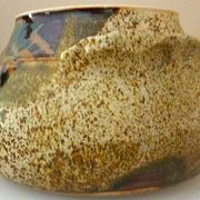 Vegetable dish, covered pot, glazed ceramic art, 1970s, signature to be identified