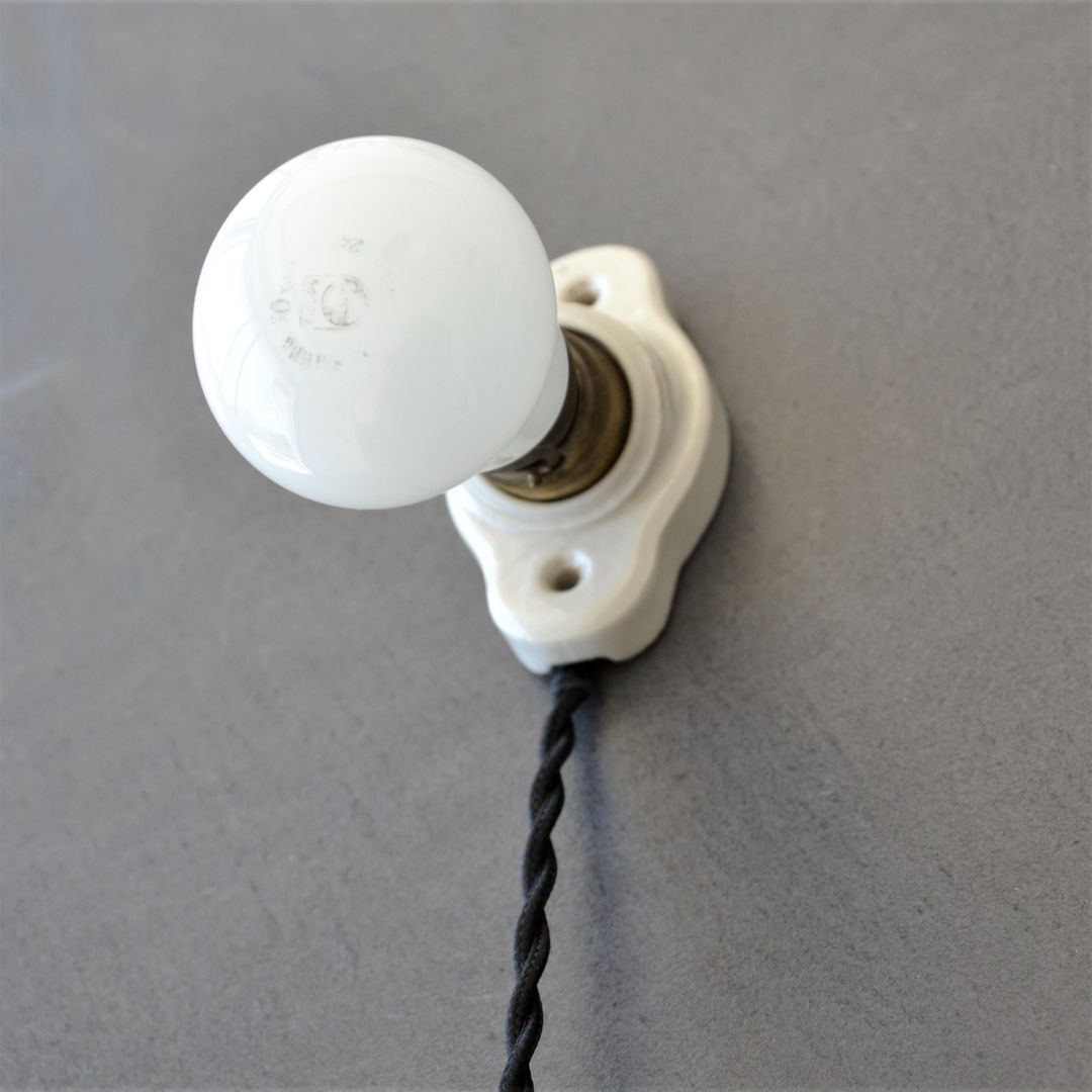 Oval porcelain hook to plug into socket